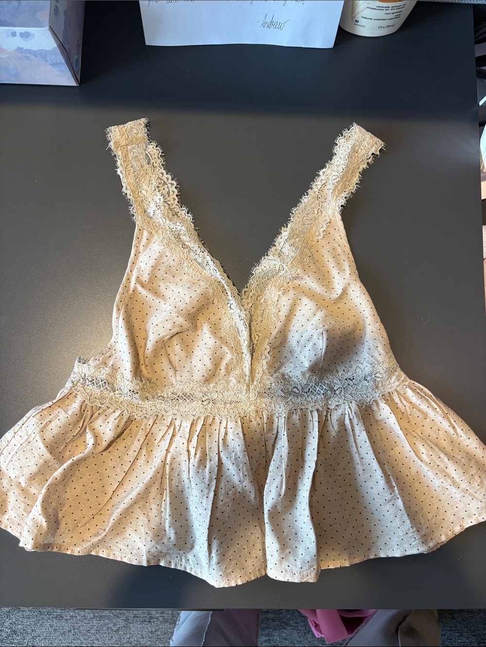 NWT (sorta) Polka Dot Lace Tank - Sky to Moon